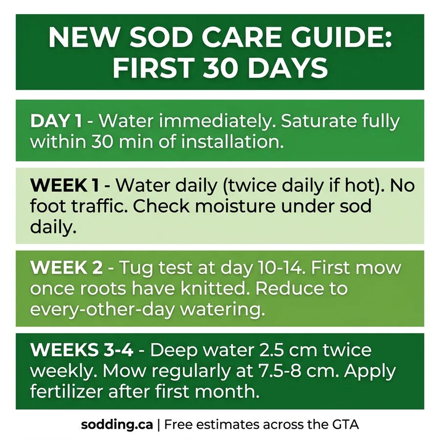 New Sod Week by Week: First 30 Days Care Guide infographic