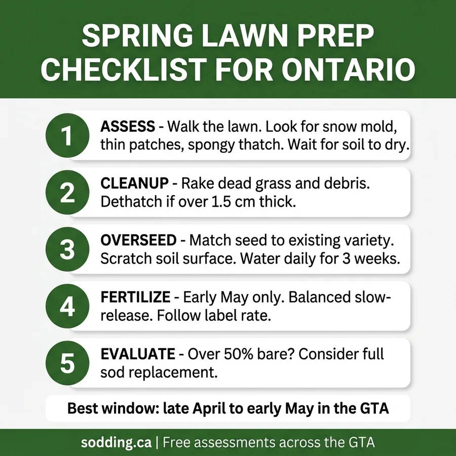 Spring Lawn Prep Checklist for Ontario Homeowners infographic